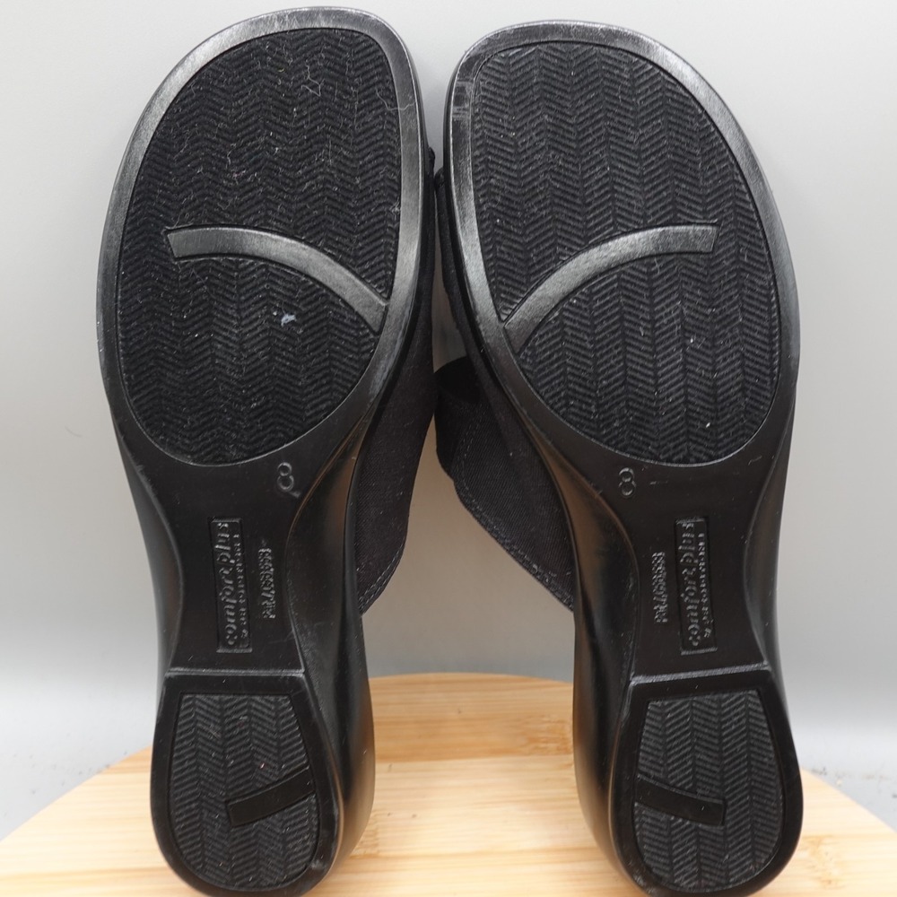 Comfort Plus Shoes Womens Size 8 Black Slip On Memory Foam Sandals RipStop NWT - Picture 7 of 9